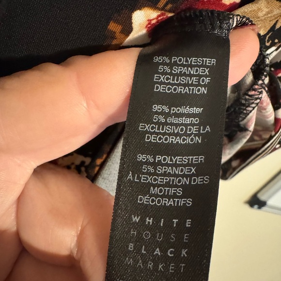 WHBM BLACK Floral Print Top w/CRISS-CROSS & TIE NECKLINE DETAIL   XXSMALL   #V - Picture 8 of 8